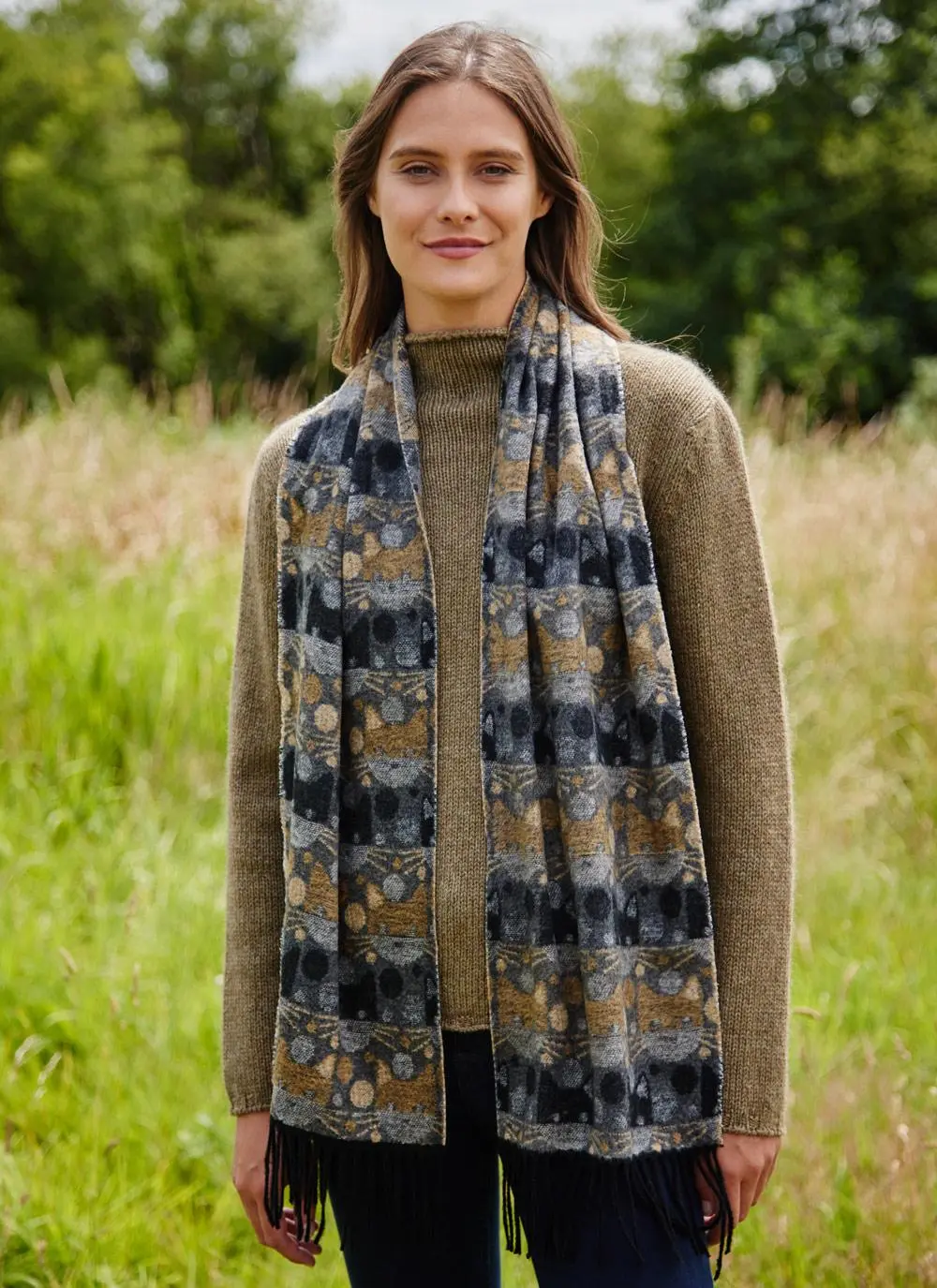 Cat Fringed Scarf