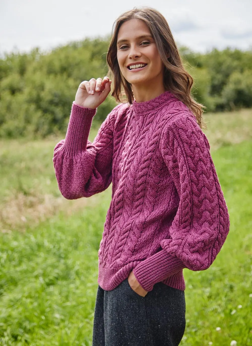 Bell Sleeve Cable Sweater