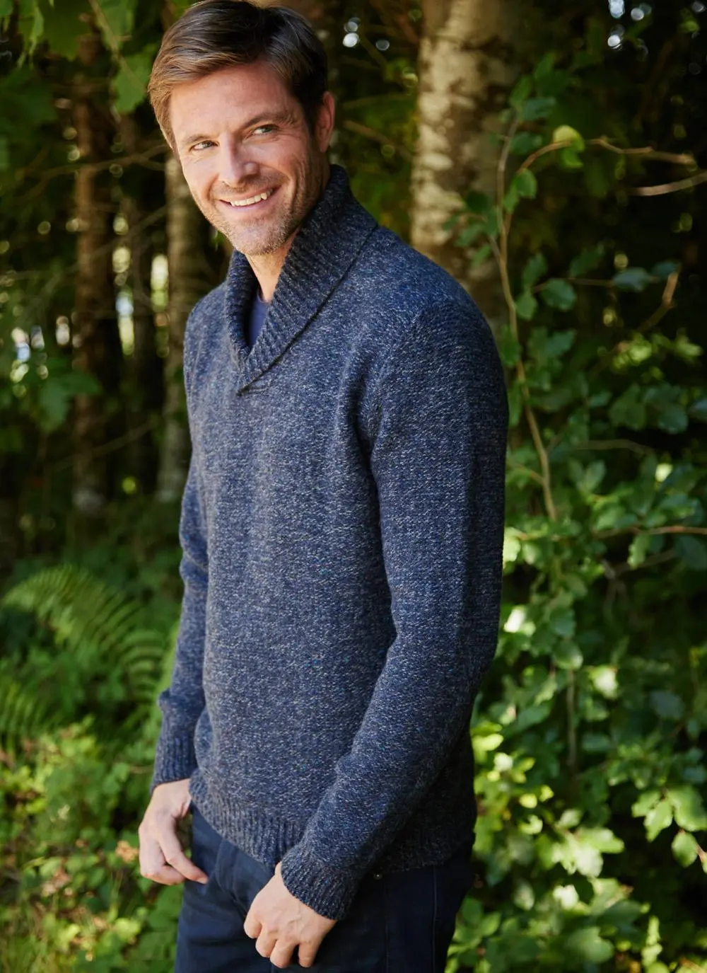 Fisherman Shawl Collar Sweater