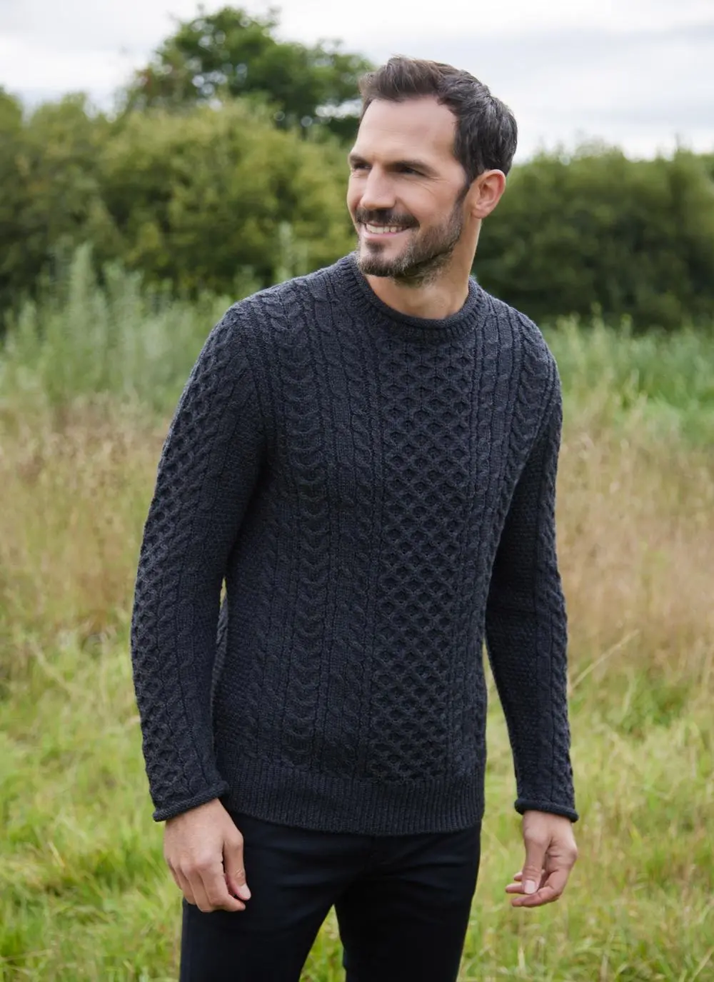 Eoghan Roll Neck Sweater in Charcoal | Blarney