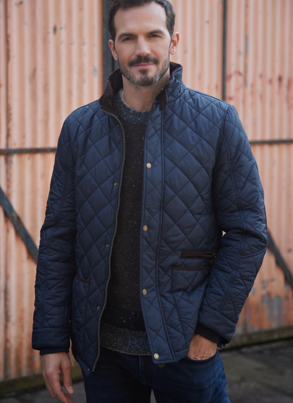 Cord Trim Quilted Jacket in Midnight 