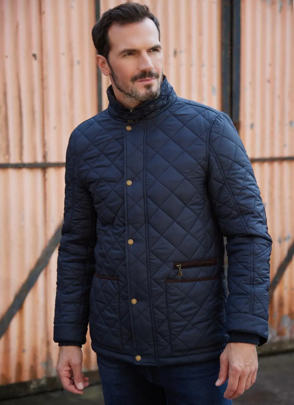 Cord Trim Quilted Jacket in Midnight | Blarney