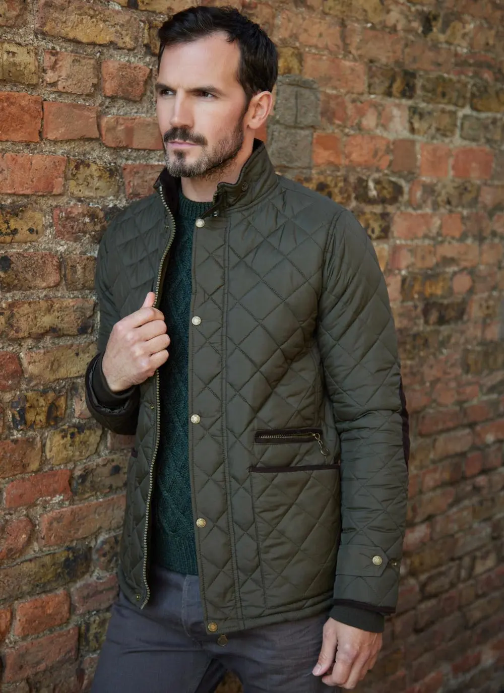 Cord Trim Quilted Jacket in Olive | Blarney