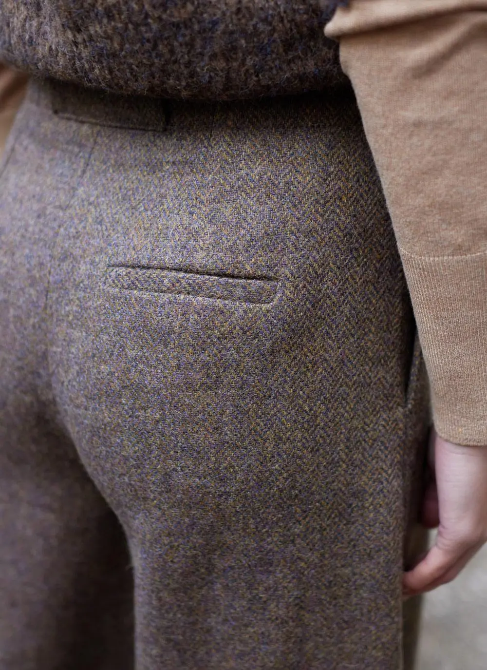 Herringbone Tweed Pleated Culottes in Heather/Brown