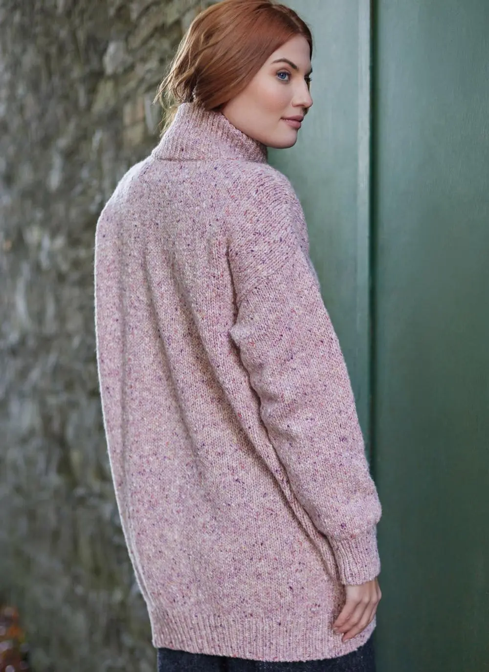 Fisherman Donegal Fleck Longline Button Cardigan