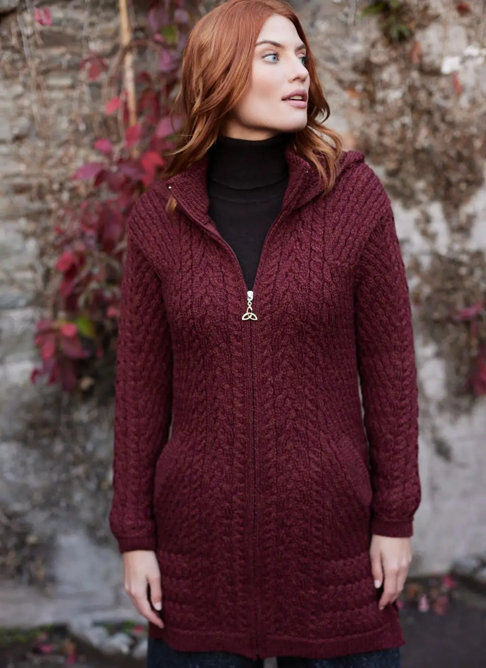 Caitlin Aran Cable Hooded Coatigan