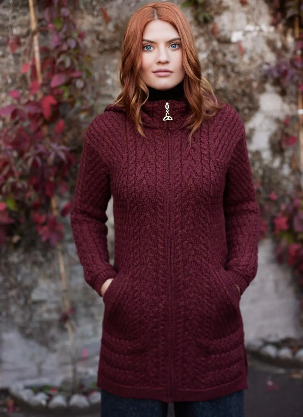 Caitlin Aran Cable Hooded Coatigan