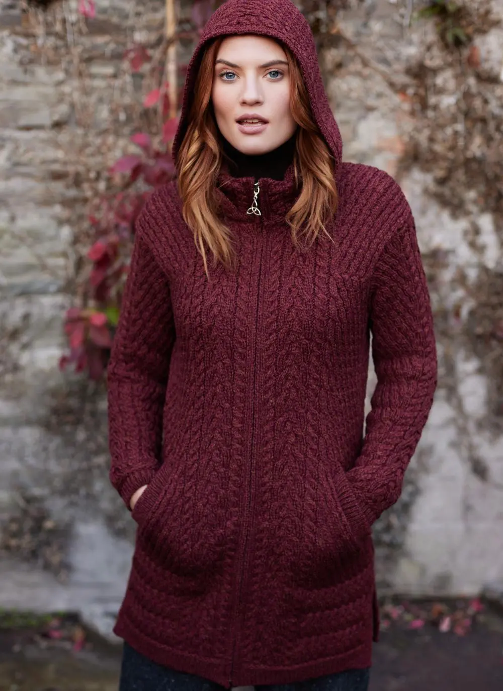 Caitlin Aran Cable Hooded Coatigan