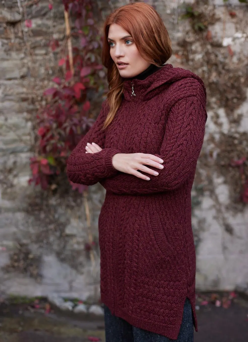 Caitlin Aran Cable Hooded Coatigan