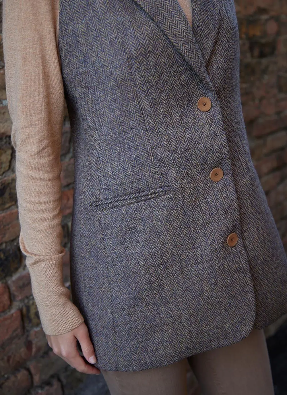Tweed Natural Herringbone Waistcoat