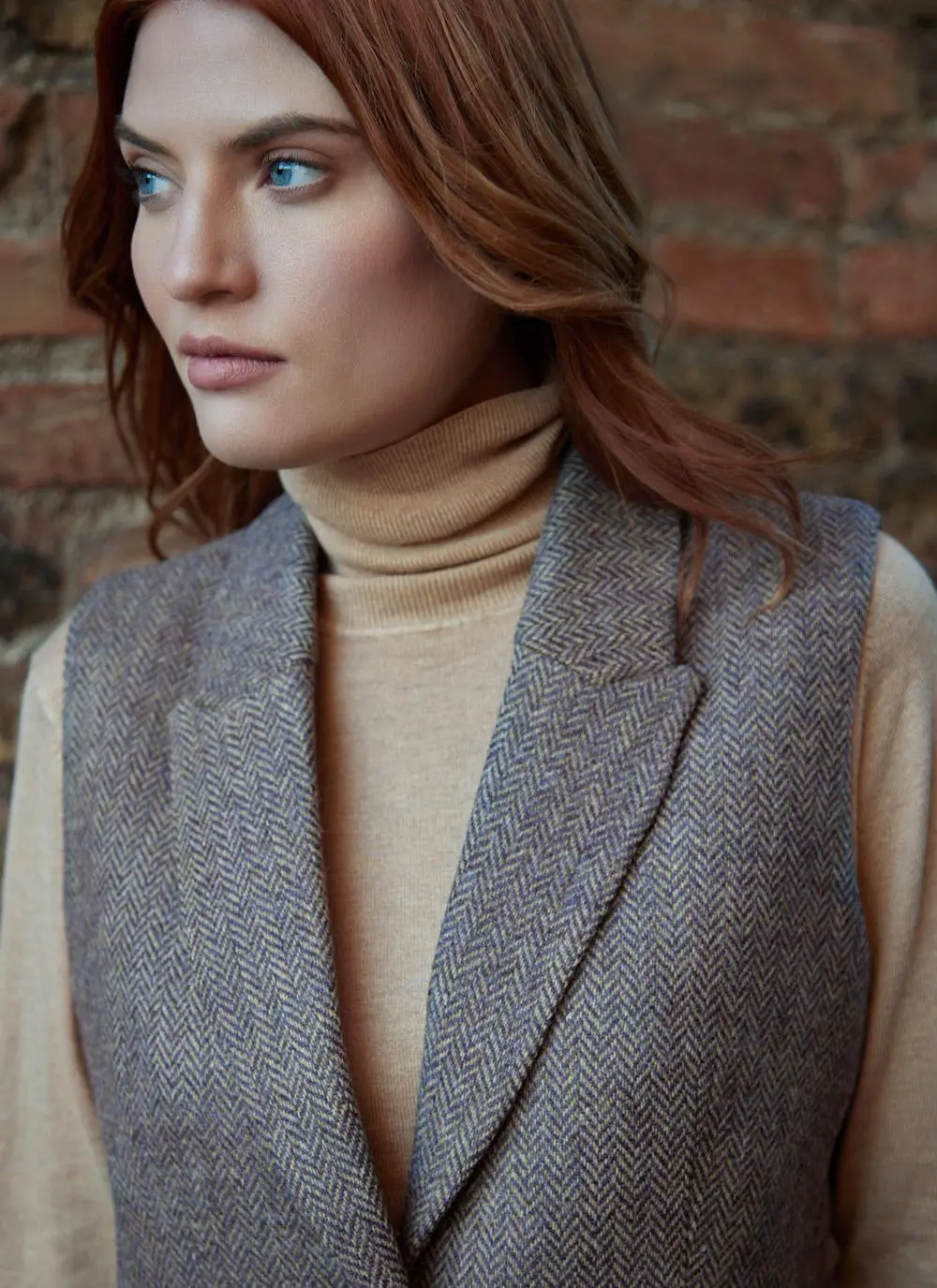 Tweed Natural Herringbone Waistcoat