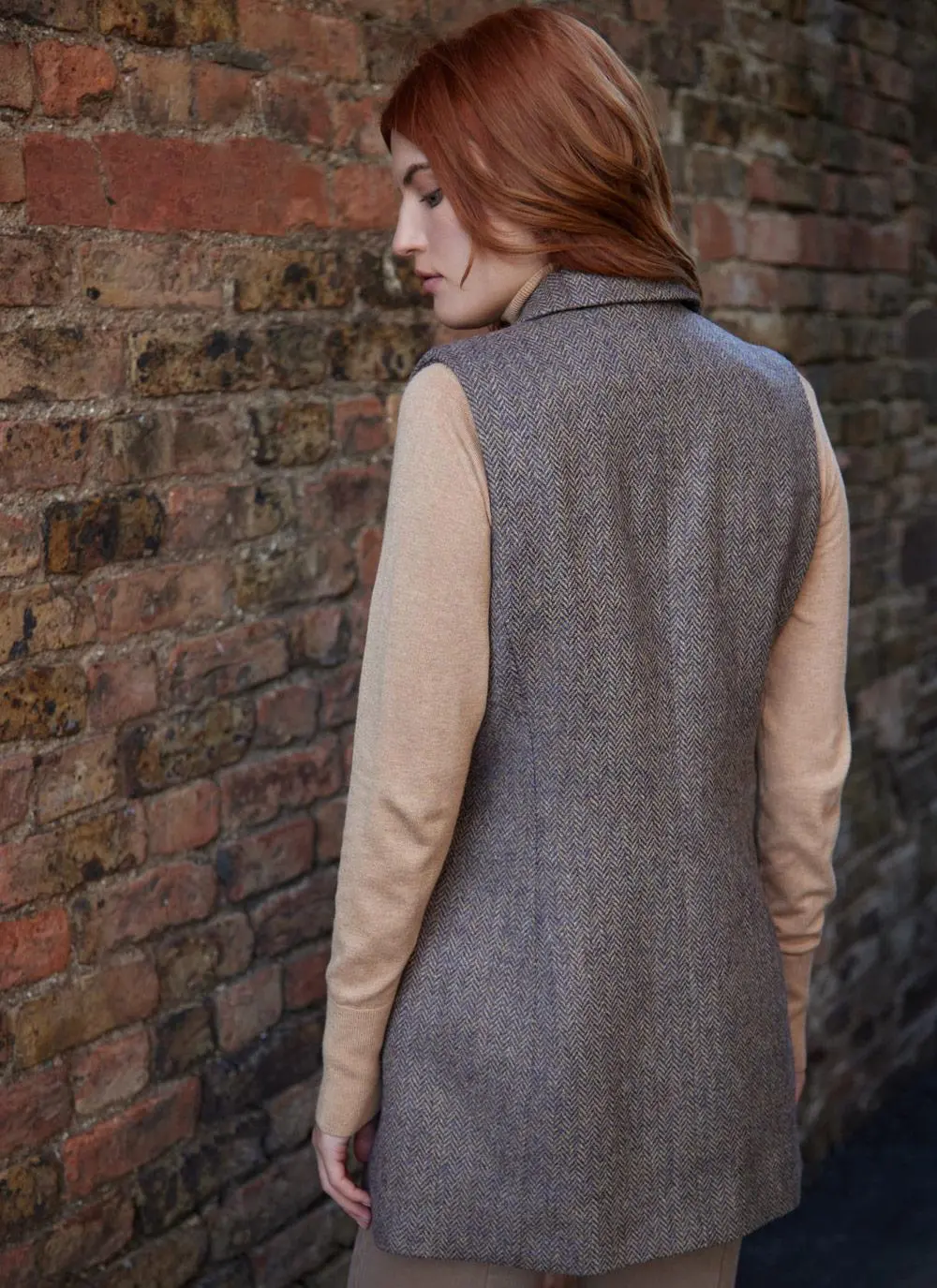 Tweed Natural Herringbone Waistcoat