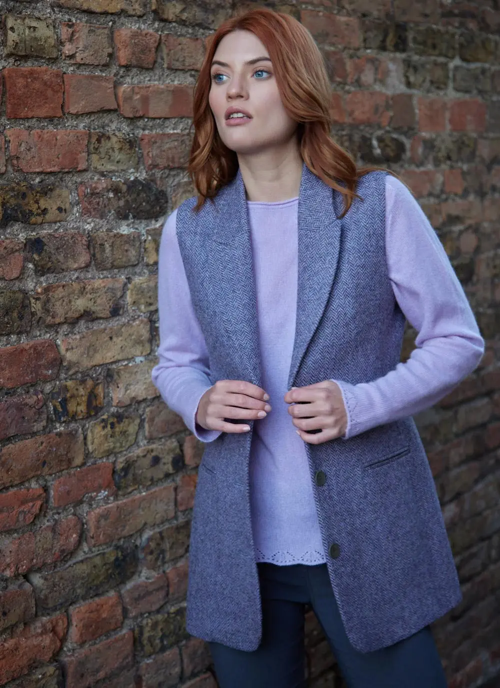 Tweed Purple Herringbone Waistcoat