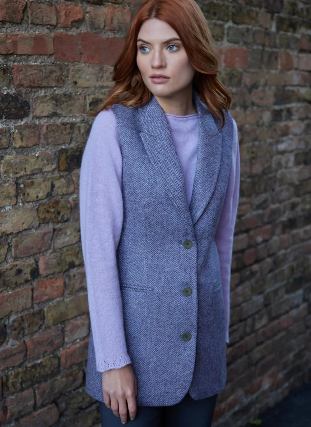 Tweed Purple Herringbone Waistcoat