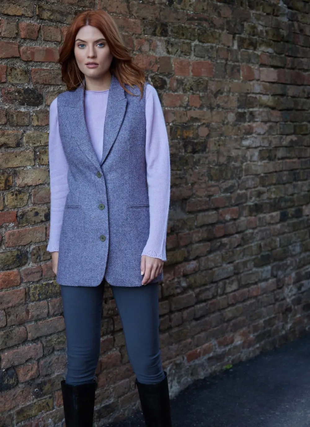 Tweed Purple Herringbone Waistcoat