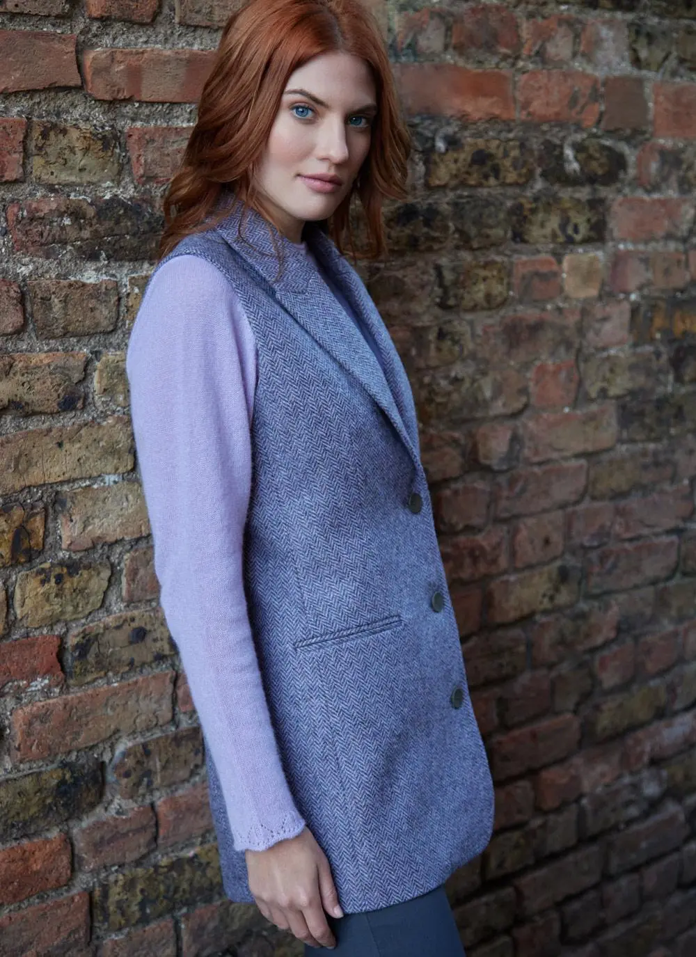 Tweed Purple Herringbone Waistcoat