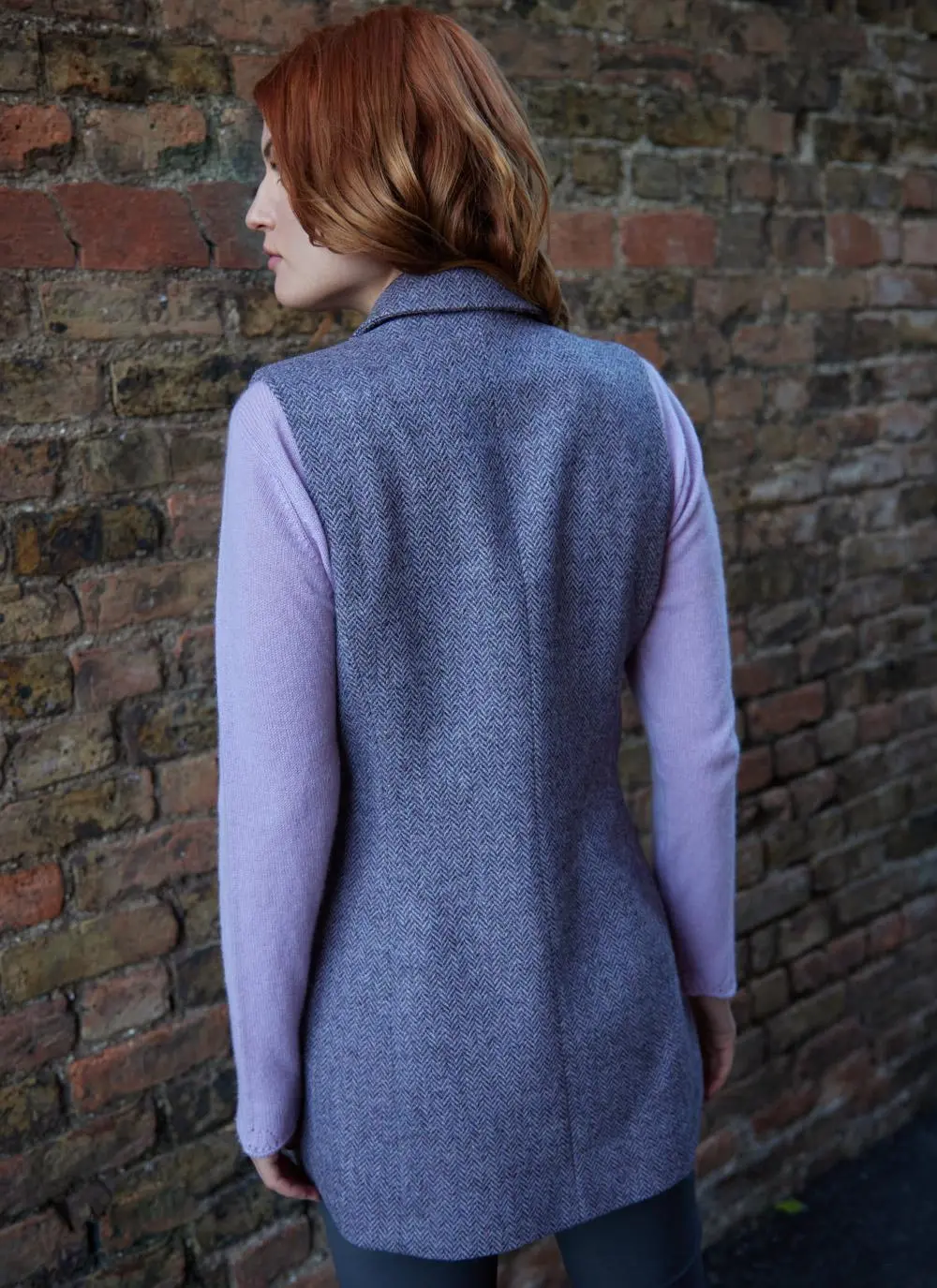 Tweed Purple Herringbone Waistcoat