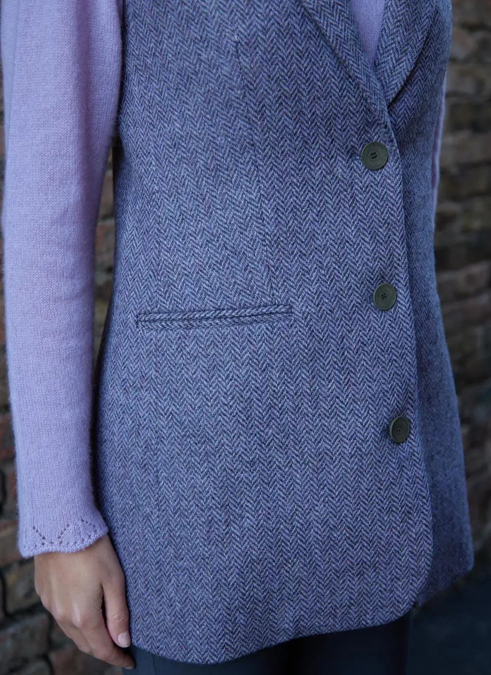 Tweed Purple Herringbone Waistcoat