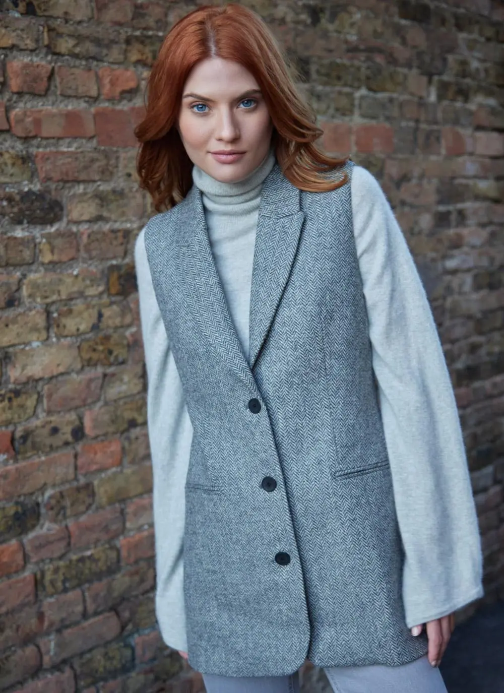 Tweed Grey Herringbone Waistcoat