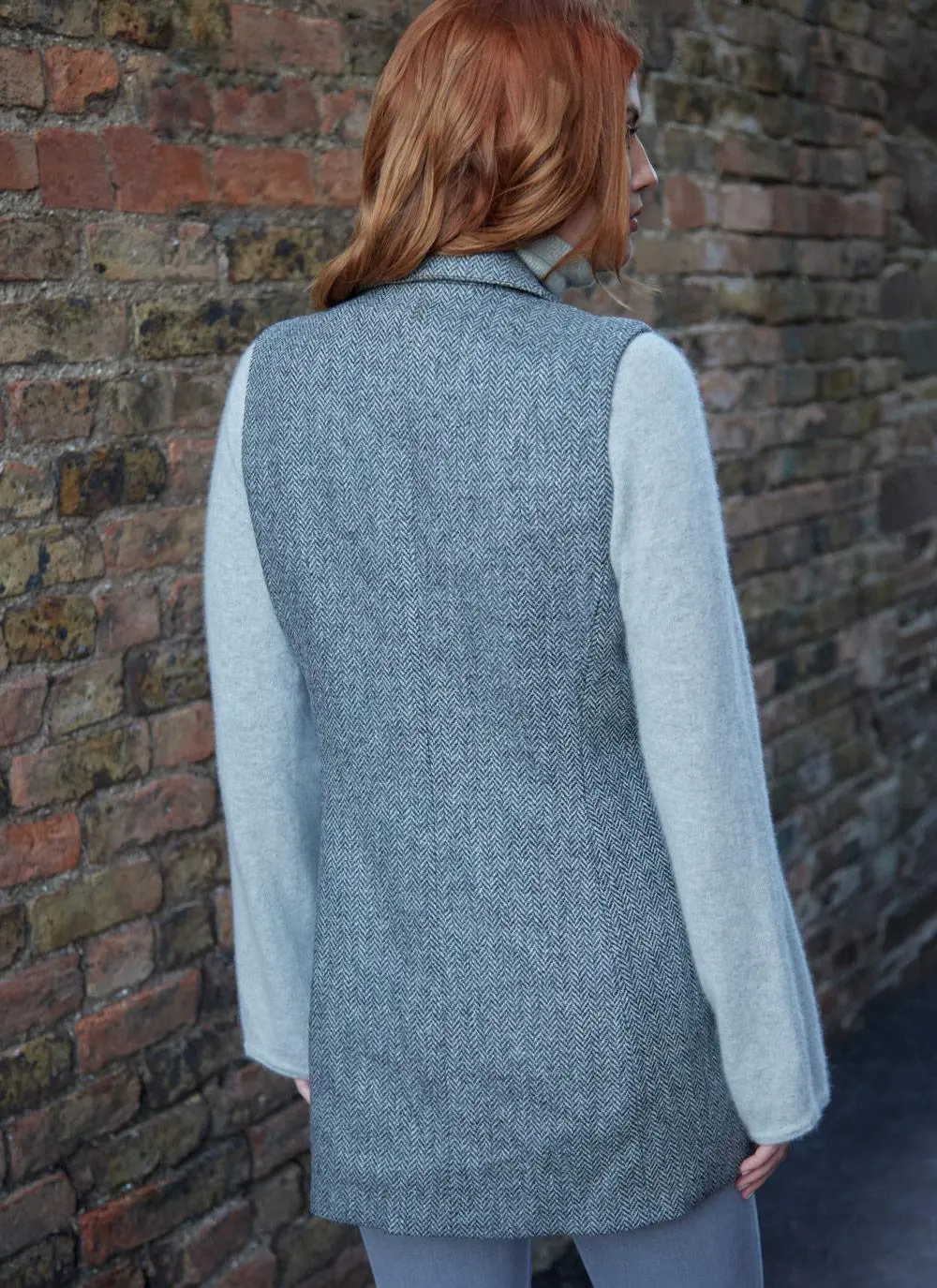 Tweed Grey Herringbone Waistcoat