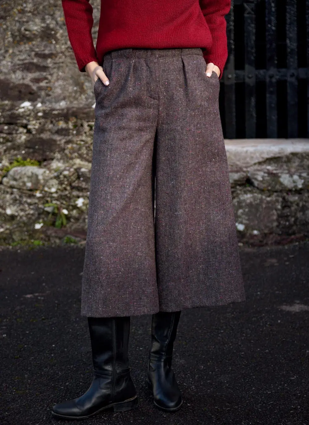 Irish Tweed Salt + Pepper Cropped Culottes