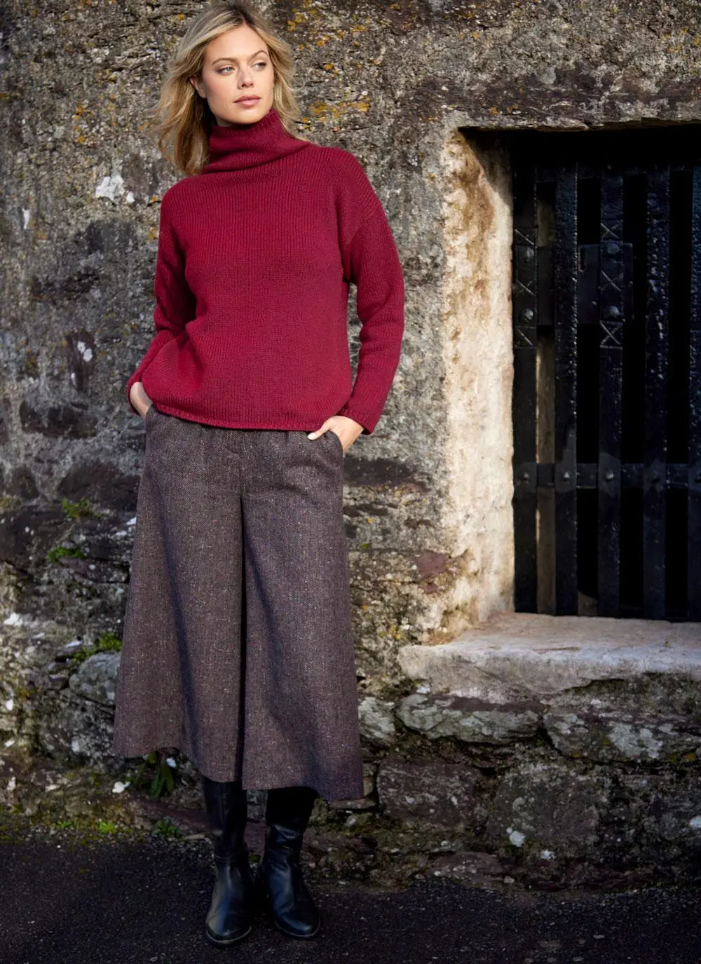 Irish Tweed Salt + Pepper Cropped Culottes