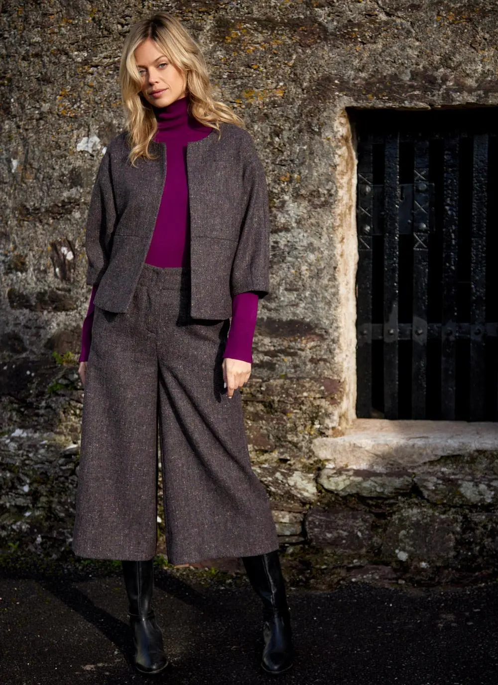 Irish Tweed Salt + Pepper Cropped Culottes