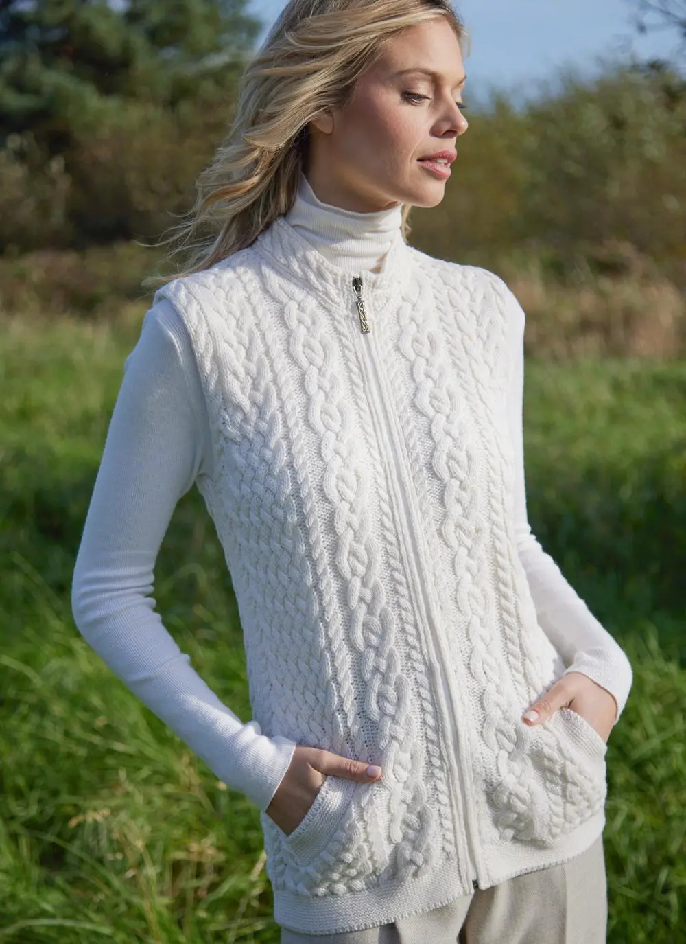 Roisin Full Zip Aran Gilet