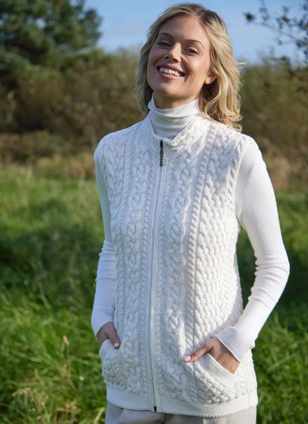 Roisin Full Zip Aran Gilet
