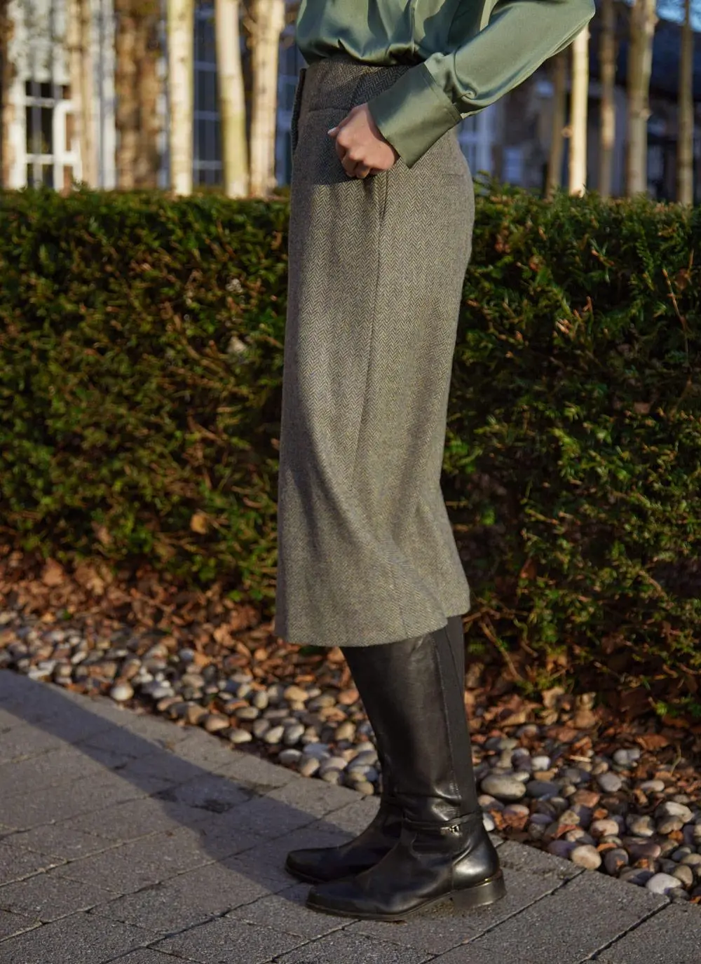 Irish Tweed Herringbone Cropped Culottes