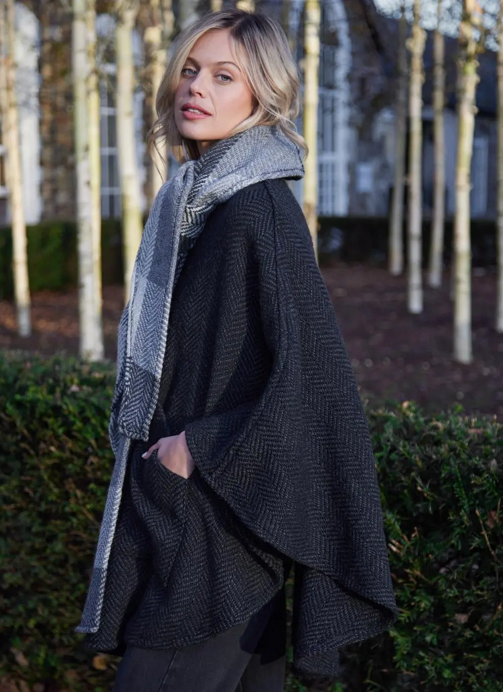 Maeve Killybeg Herringbone Cape with Hood