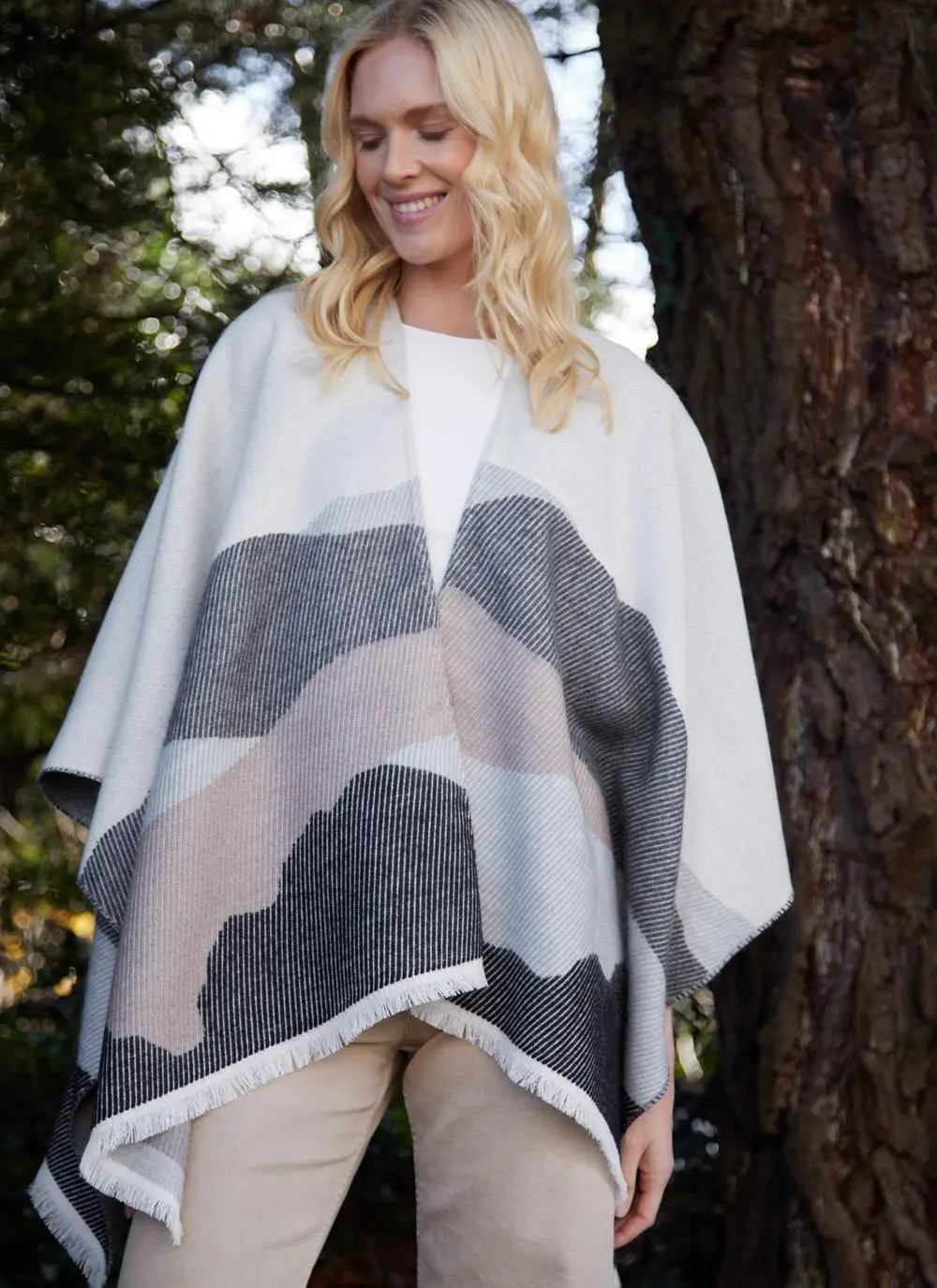 Textured Color Block Shawl 