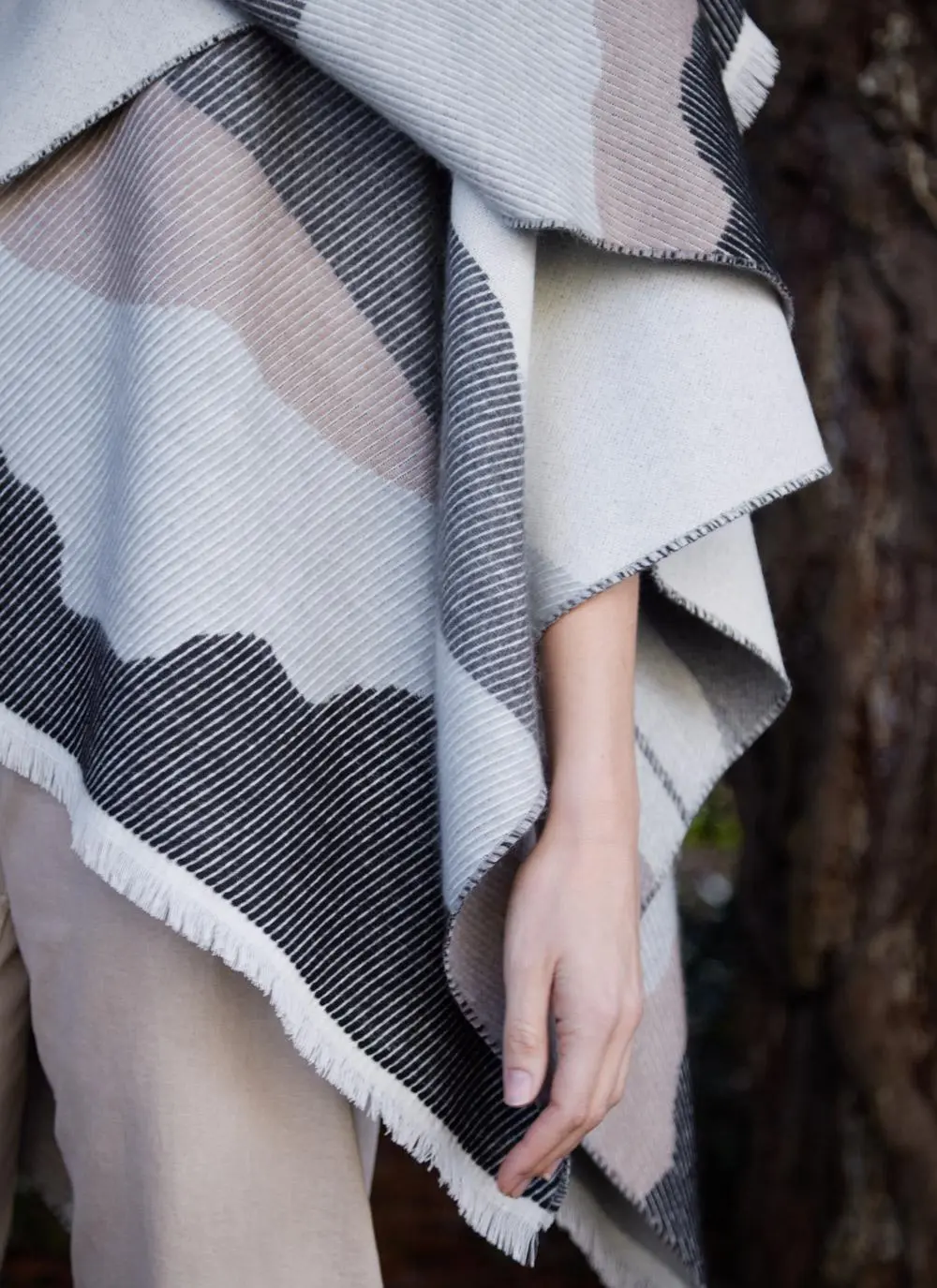 Textured Color Block Shawl 