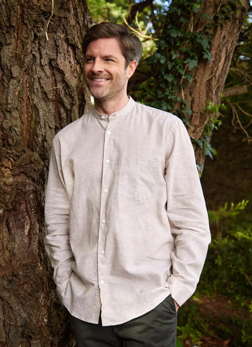 Donal Cotton Linen Grandfather Shirt