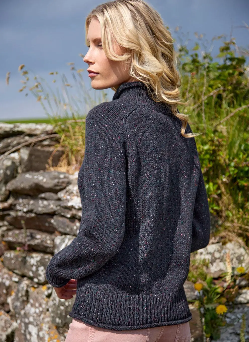 Fisherman Donegal Fleck Saddle Shoulder Sweater