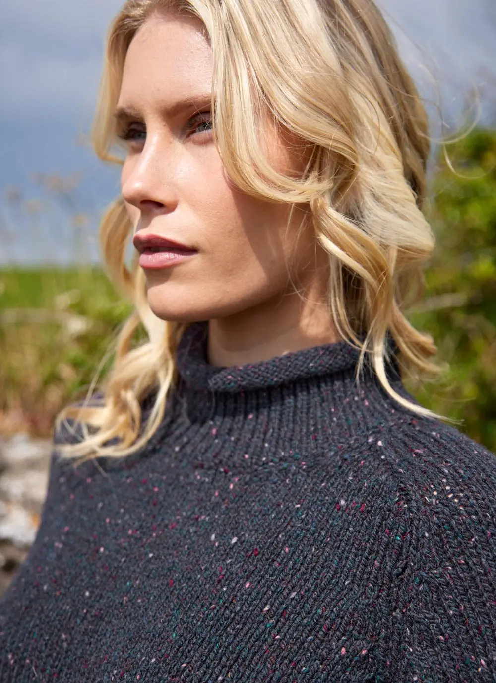 Fisherman Donegal Fleck Saddle Shoulder Sweater
