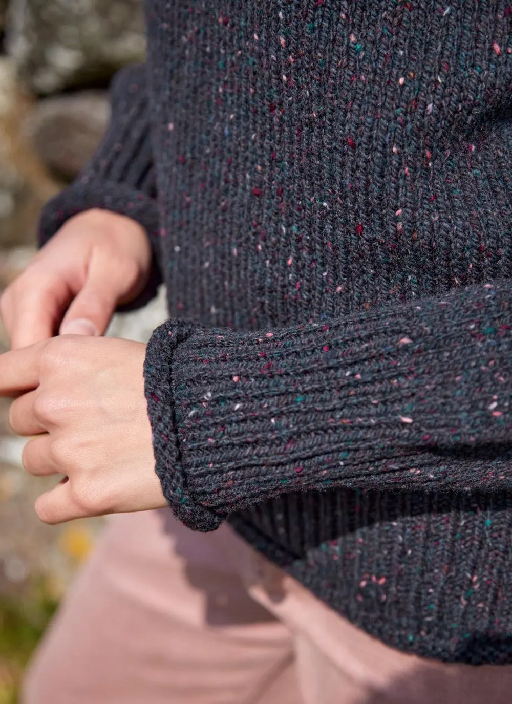 Fisherman Donegal Fleck Saddle Shoulder Sweater