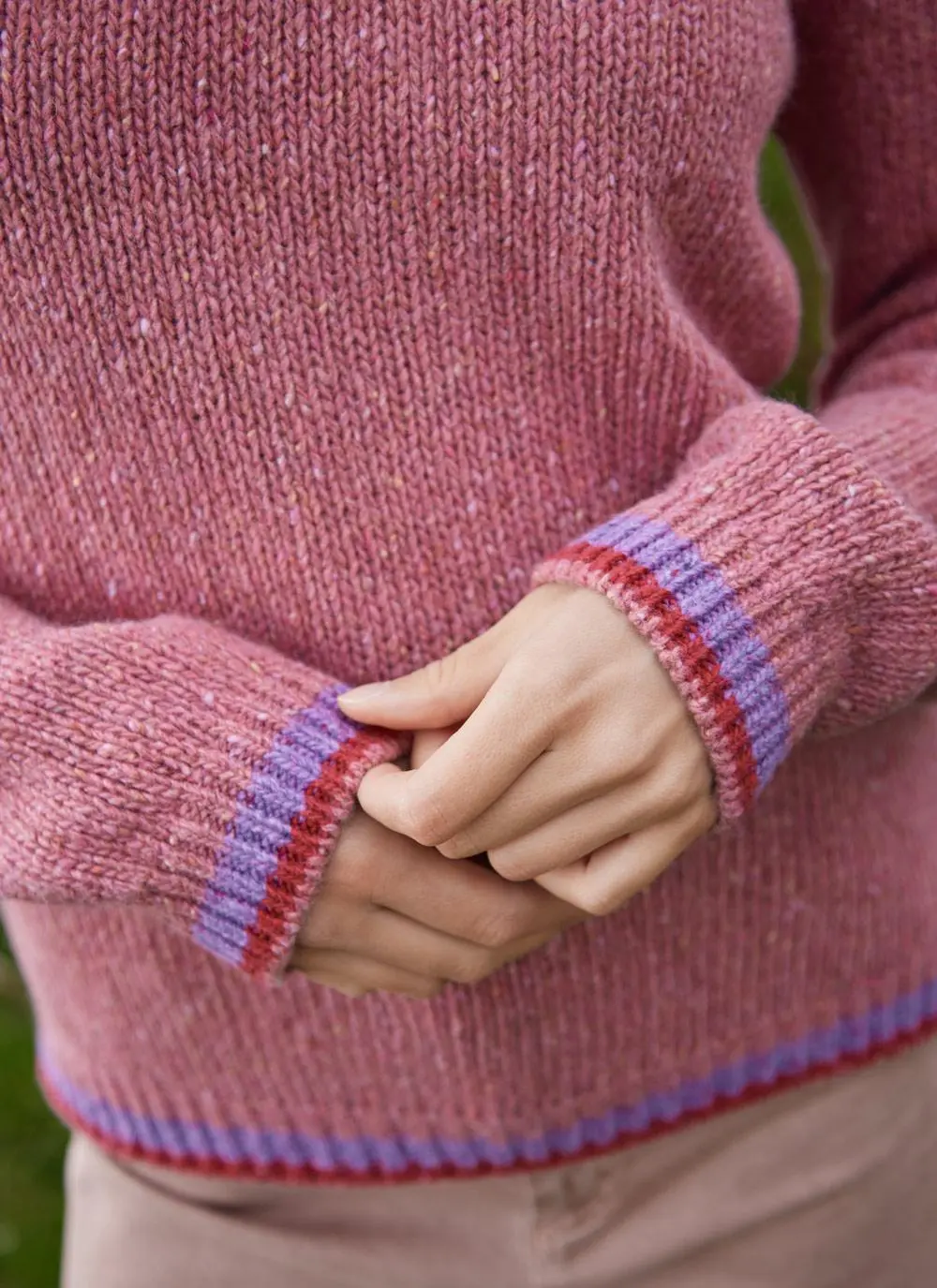Mespil Cashmere V-Neck Contrast Sweater