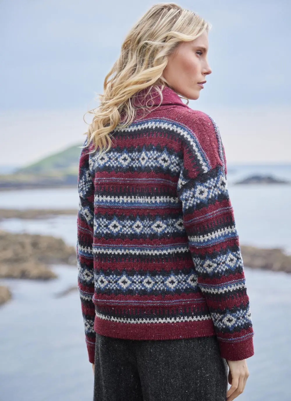 Fisherman Fairisle Shawl Collar Cardigan 