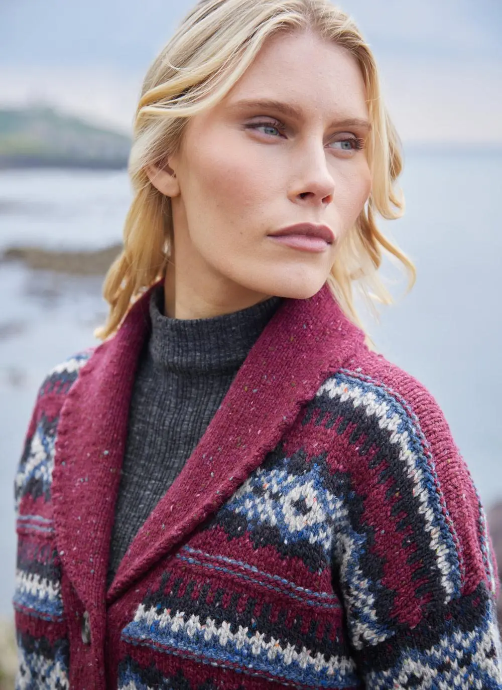 Fisherman Fairisle Shawl Collar Cardigan 