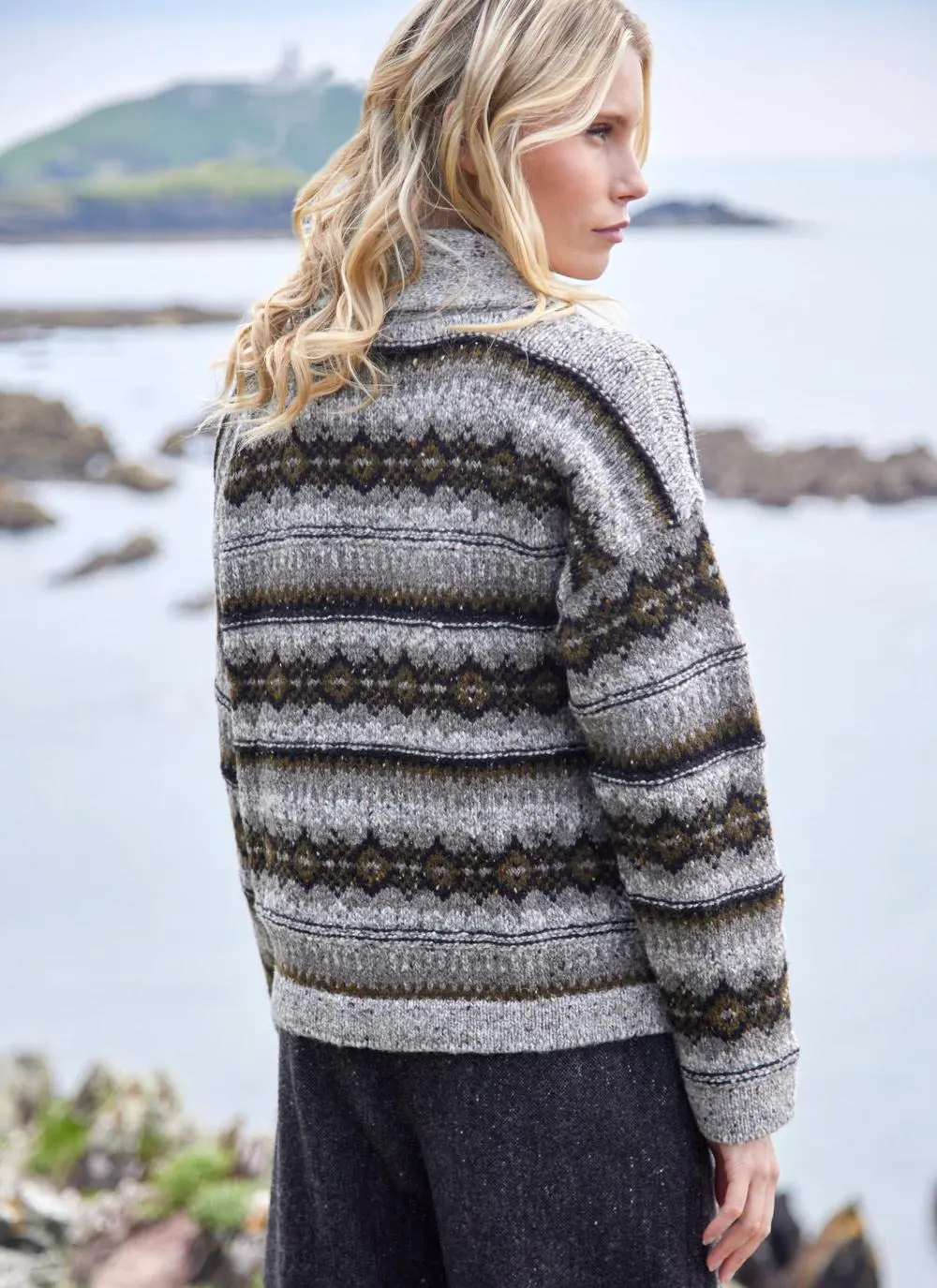Fisherman Fairisle Shawl Collar Cardigan 