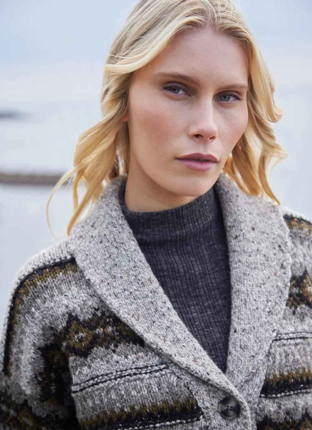 Fisherman Fairisle Shawl Collar Cardigan 