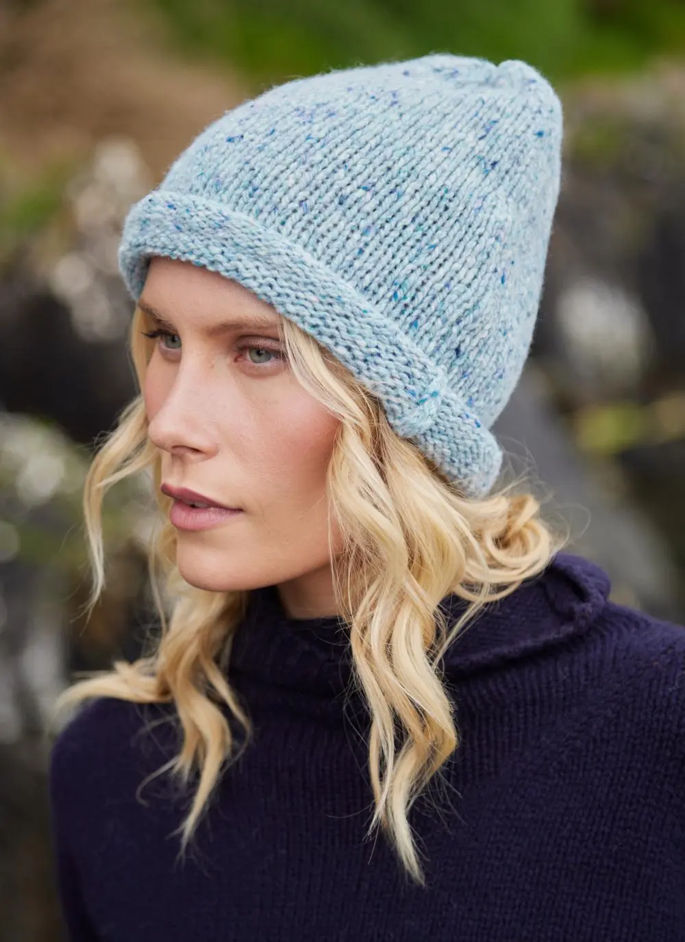 Fisherman Donegal Fleck Beanie with Roll Hem 
