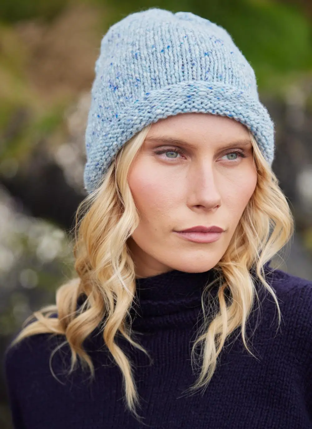 Fisherman Donegal Fleck Beanie with Roll Hem 