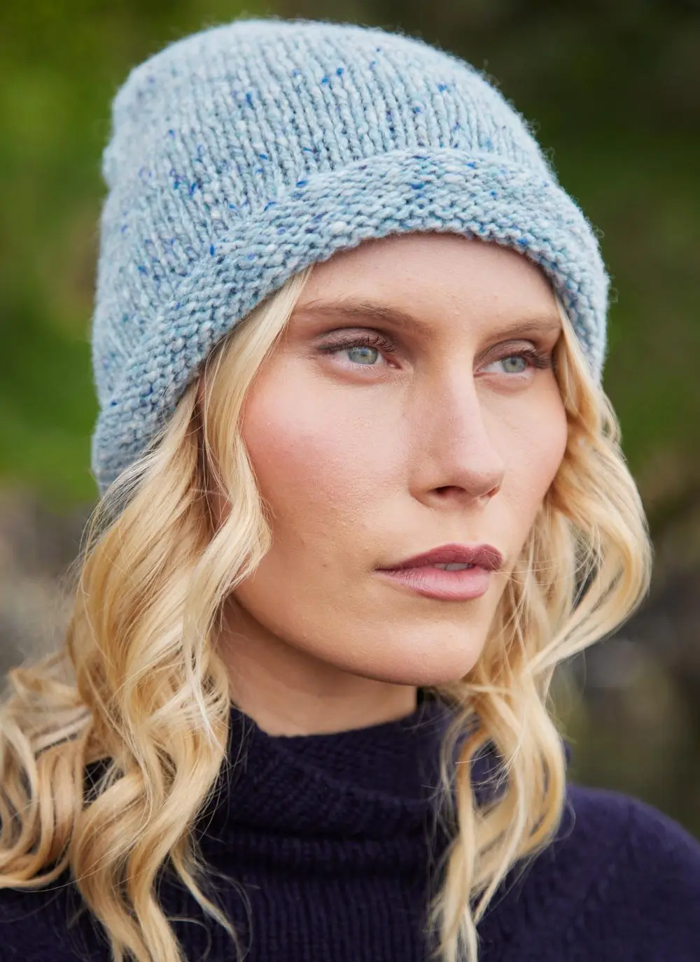 Fisherman Donegal Fleck Beanie with Roll Hem 
