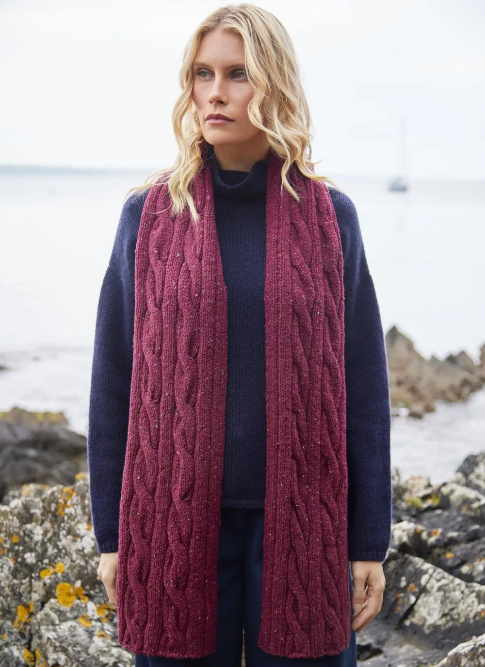 Fisherman Donegal Fleck Cable Scarf