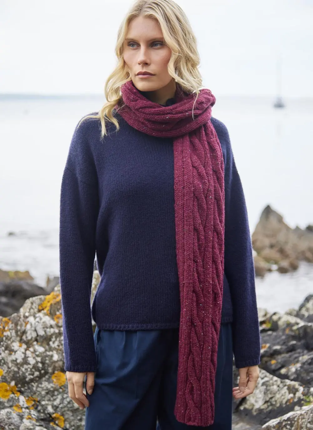 Fisherman Donegal Fleck Cable Scarf