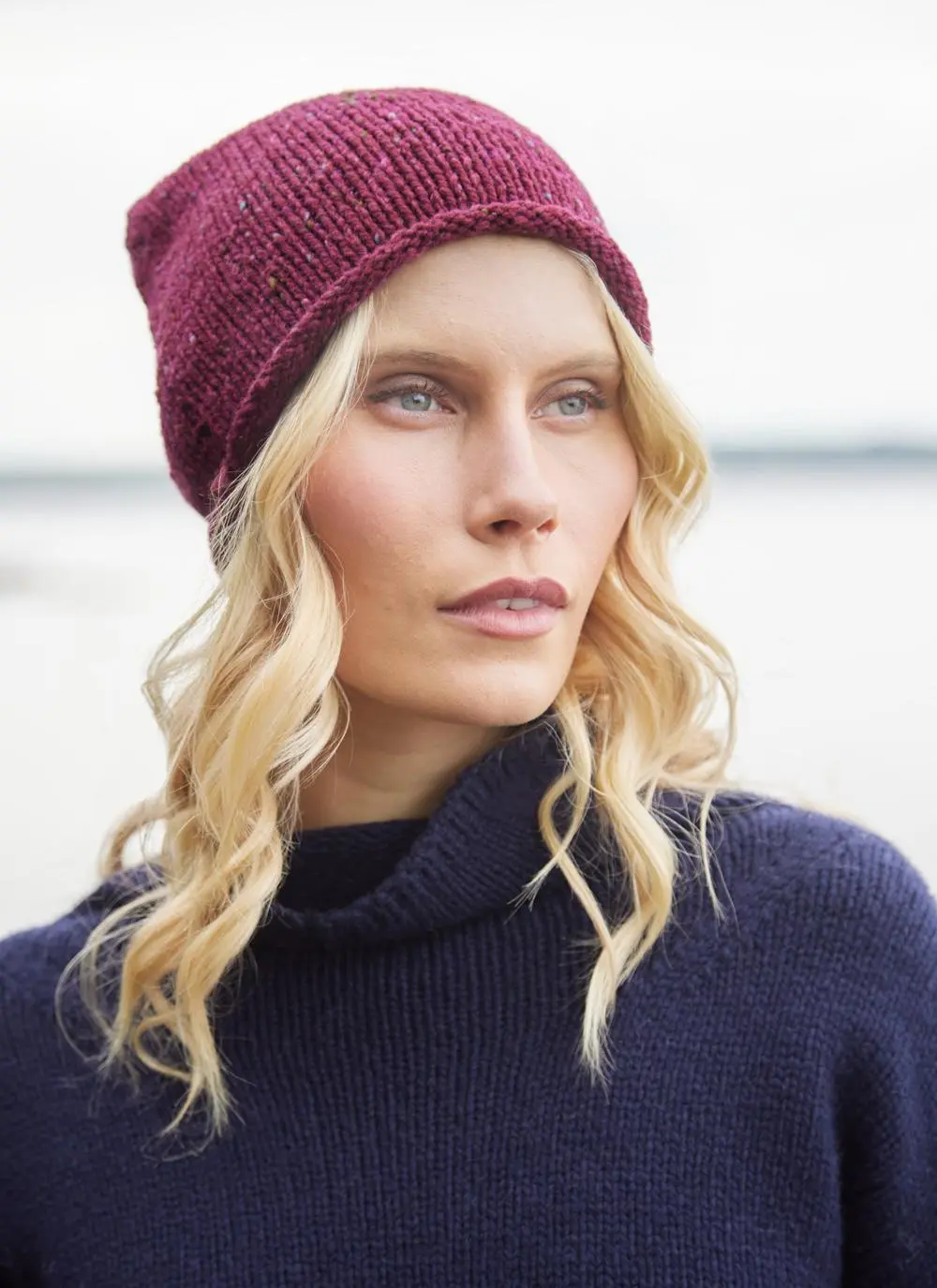 Fisherman Donegal Fleck Beanie with Roll Hem 