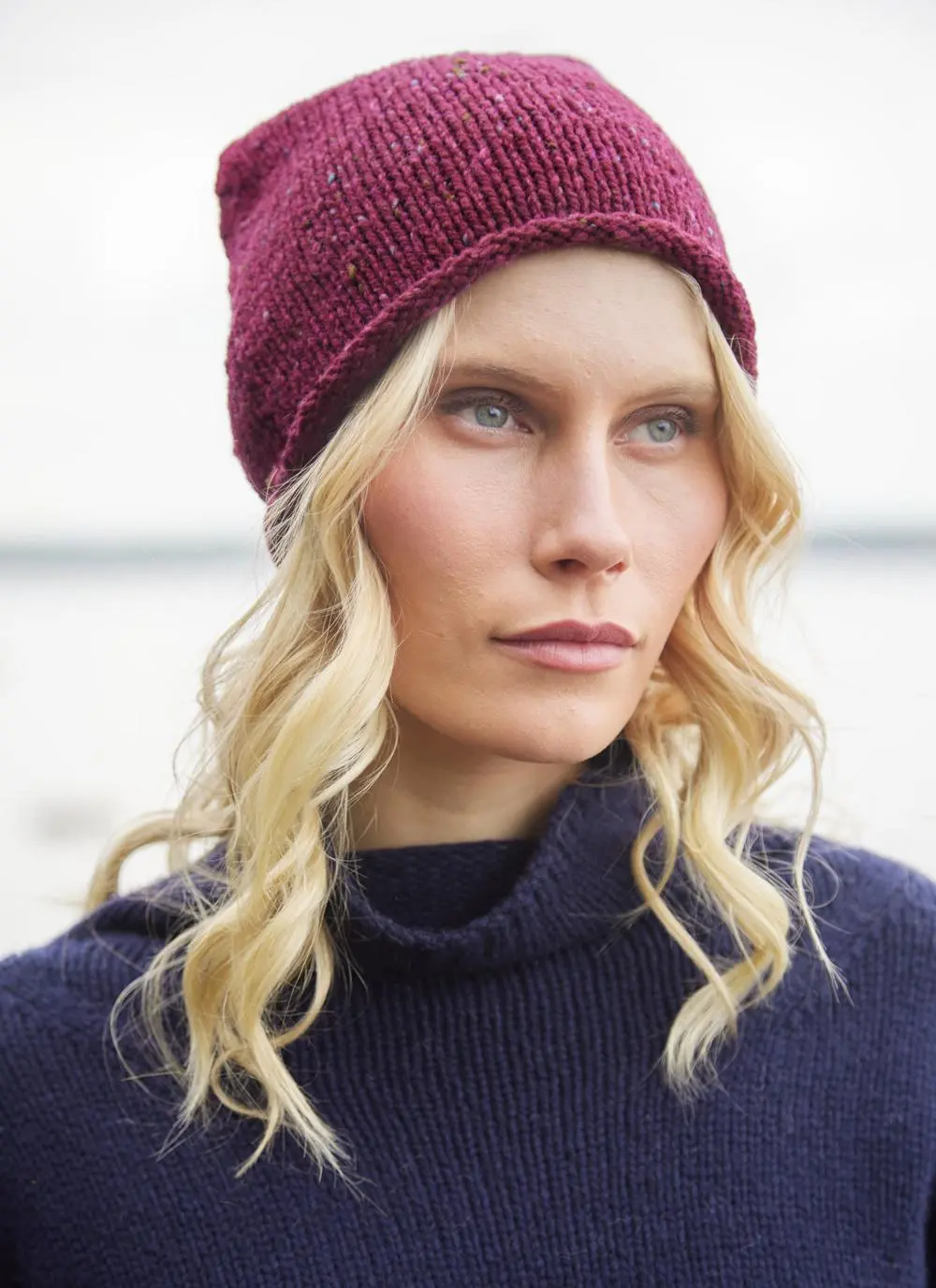 Fisherman Donegal Fleck Beanie with Roll Hem 