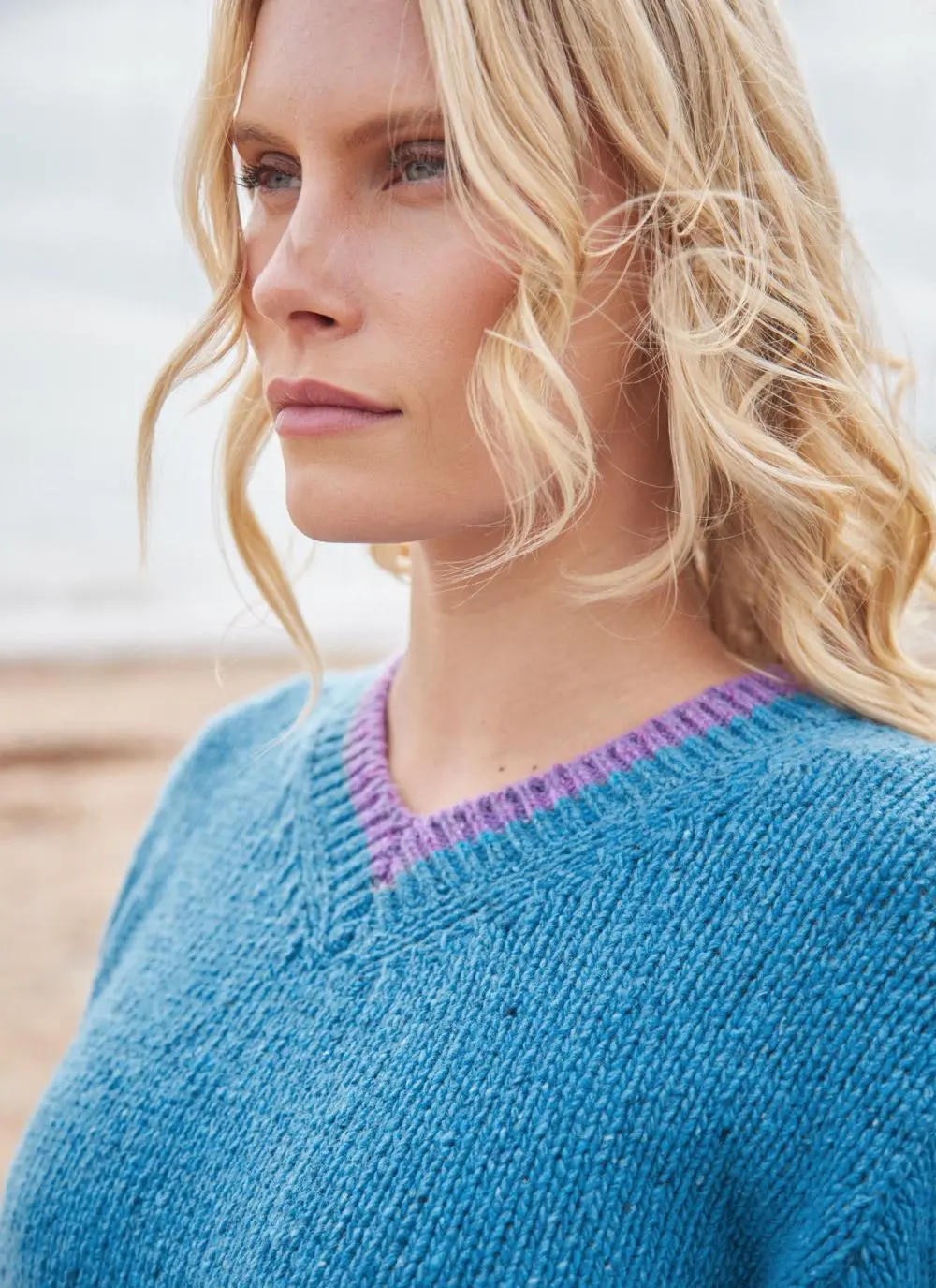 Mespil Cashmere V-Neck Contrast Sweater